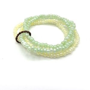 HAND CRAFTED 4 Strand Green and Yellow Bracelet